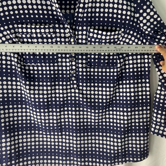 Notations Navy and White Polka Dot Blouse - Picture 11 of 12